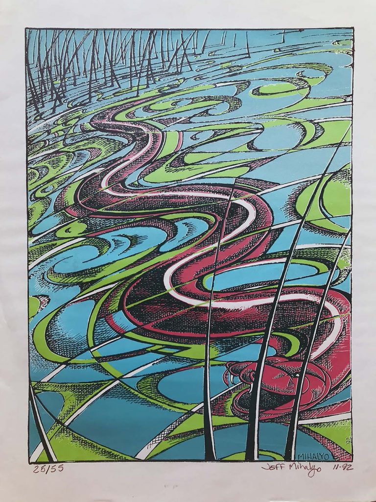 Rain Snake, silkscreen on paper, 23×17.5, 1992