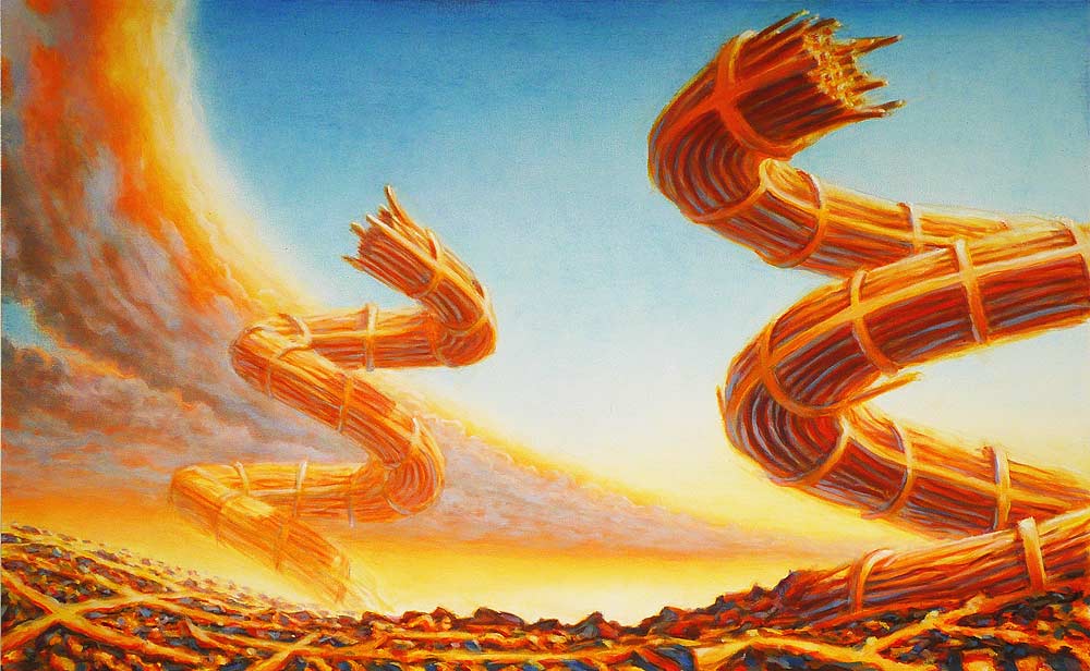 "Coils" 36" X 48" oil on canvas left handed painting 2010
