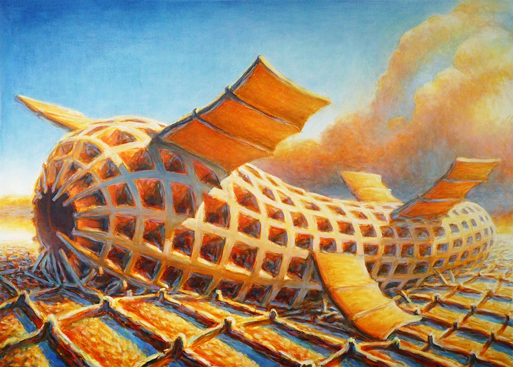 "Zepland" 36" X 48" oil on canvas left handed painting 2010