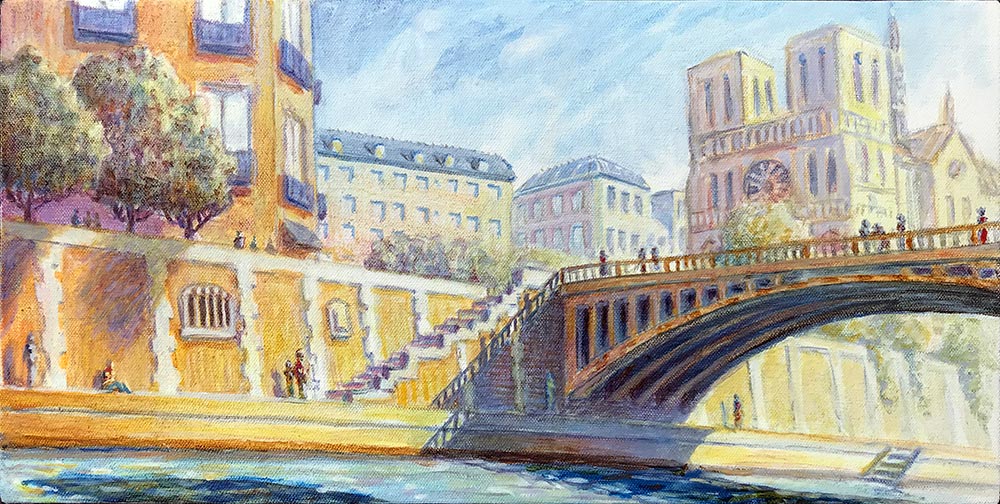 "View from the Seine" 8" X 16" oil on canvas 2006
